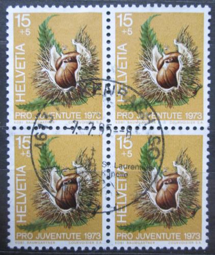 Poštové známky Švýcarsko 1973 Kaštanovník setý ètyøblok, Pro Juventute Mi# 1013