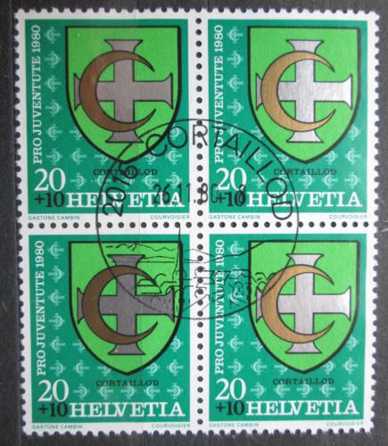 Poštové známky Švýcarsko 1980 Znak Cortaillod ètyøblok, Pro Juventute Mi# 1187