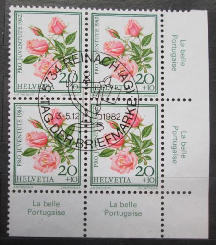Poštové známky Švýcarsko 1982 Rùže ètyøblok, Pro Juventute Mi# 1237