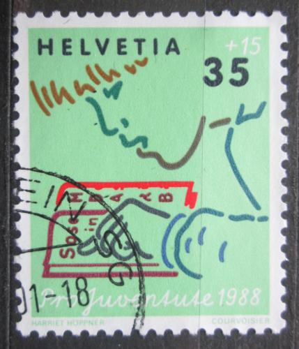 Poštová známka Švýcarsko 1988 Dítì s knihou, Pro Juventute Mi# 1381