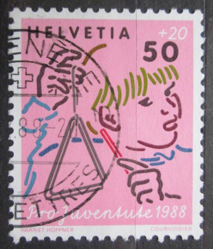 Poštová známka Švýcarsko 1988 Dítì s trianglem, Pro Juventute Mi# 1382