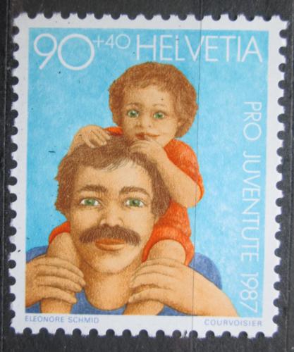 Poštová známka Švýcarsko 1987 Otec s dítìtem, Pro Juventute Mi# 1363