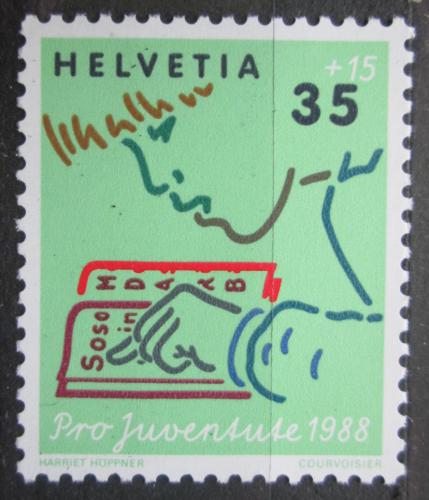 Poštová známka Švýcarsko 1988 Dítì s knihou, Pro Juventute Mi# 1381