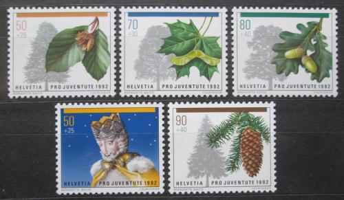 Poštové známky Švýcarsko 1992 Listy stromù, Pro Juventute Mi# 1483-87 Kat 7.50€