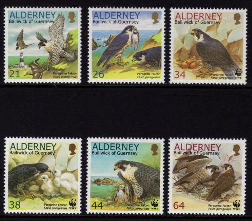 Poštové známky Alderney, Ve¾ká Británia 2000 Sokol stìhovavý, WWF Mi# 145-50