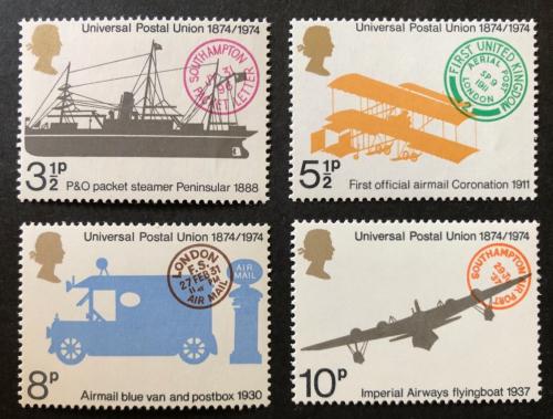 Poštové známky Ve¾ká Británia 1974 UPU, 100. výroèie Mi# 650-53