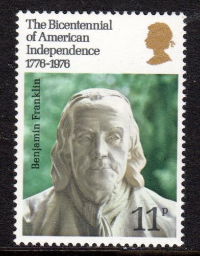 Poštová známka Ve¾ká Británia 1976 Benjamin Franklin Mi# 710