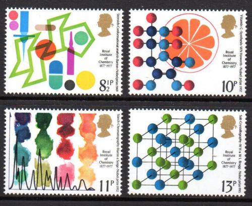Poštové známky Ve¾ká Británia 1977 Krá¾ovský institut chemie Mi# 735-38