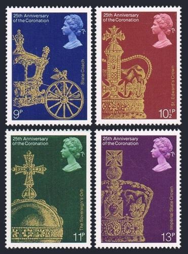 Poštové známky Ve¾ká Británia 1978 Krá¾ovská korunovace, 25. výroèie Mi# 765-68