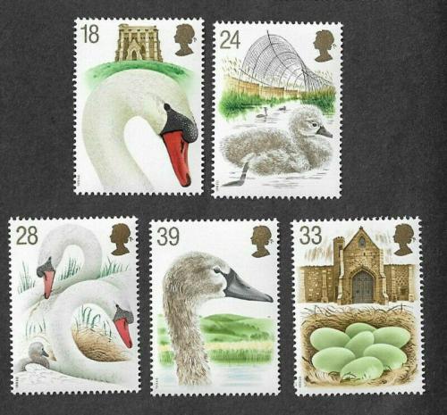 Poštové známky Ve¾ká Británia 1993 Labutì Mi# 1426-30 Kat 8.50€