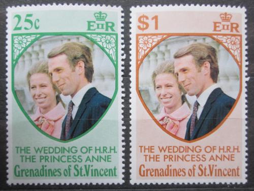 Poštové známky Svätý Vincent Gren. 1973 Princezna Anna a Mark Phillip Mi# 1-2