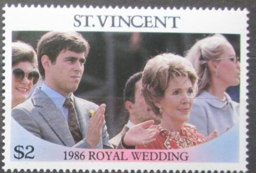 Poštová známka Svätý Vincent 1986 Princ Andrew a Nancy Reagan Mi# 973