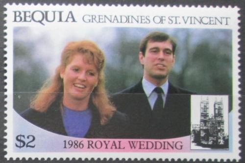 Poštová známka Svätý Vincent Bequia 1986 Princ Andrew a Sarah Ferguson Mi# 194