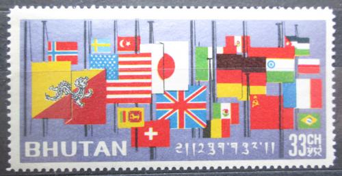 Poštová známka Bhútán 1964 Vlajky Mi# 40 A