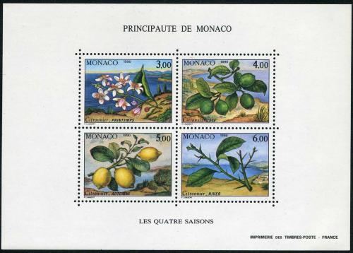 Poštové známky Monako 1990 Cedrát Mi# Block 49 Kat 10€
