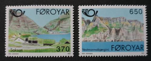 Poštové známky Faerské ostrovy 1991 NORDEN, turistické zaujímavosti Mi# 219-20