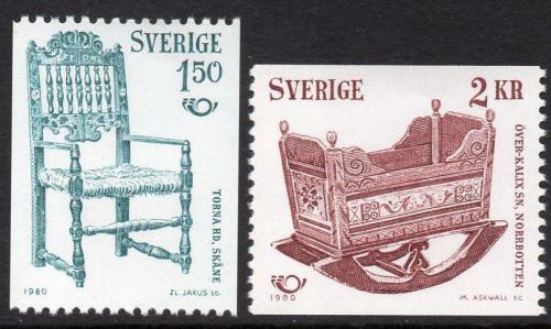 Poštové známky Švédsko 1980 NORDEN, starý nábytek Mi# 1115-16