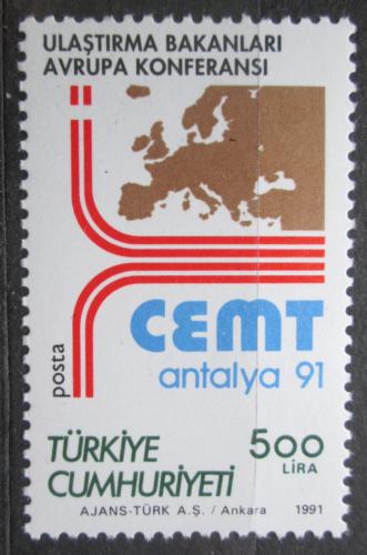 Poštová známka Turecko 1991 Mapa Európy Mi# 2925