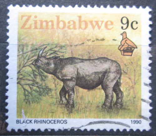 Poštová známka Zimbabwe 1990 Nosorožec dvourohý Mi# 423