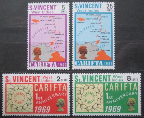 Poštové známky Svätý Vincent 1969 Zóna volného obchodu CARIFTA Mi# 251-54