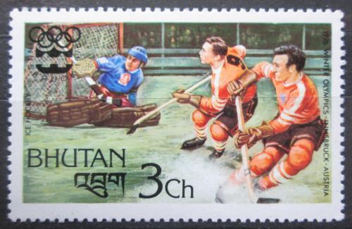 Poštová známka Bhútán 1976 ZOH Innsbruck, lední hokej Mi# 649