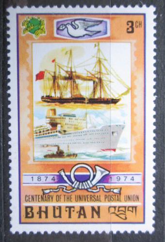 Poštová známka Bhútán 1974 UPU, 100. výroèie, lode Mi# 594 A