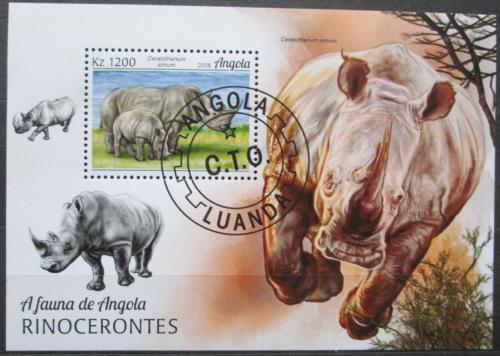 Poštová známka Angola 2018 Nosorožce Mi# Block 172 Kat 8€