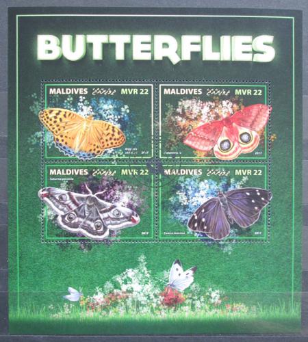 Poštové známky Maldivy 2017 Motýle Mi# 7238-41 Kat 11€