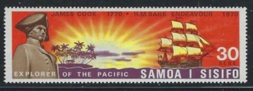 Poštová známka Samoa 1970 James Cook a plachetnice Mi# 225
