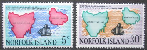 Poštové známky Norfolk 1969 Mapy Tasmánie a Norfolku Mi# 102-03