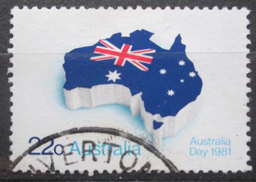 Poštová známka Austrália 1981 Mapa a vlajka Mi# 740