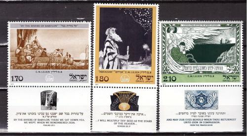 Poštové známky Izrael 1977 Umenie, Ephraim Moses Lilien Mi# 696-98