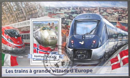 Poštové známky Togo 2017 Moderní lokomotívy Mi# Block 1413 Kat 14€