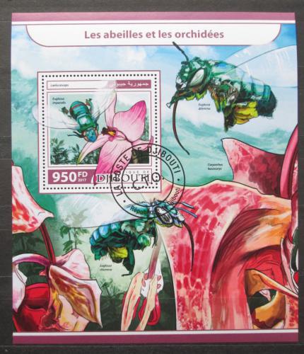 Poštová známka Džibutsko 2017 Vèely a orchideje Mi# Block 764 Kat 10€