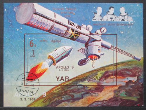 Poštová známka Jemen 1969 Mise Apollo 9 Mi# Block 103