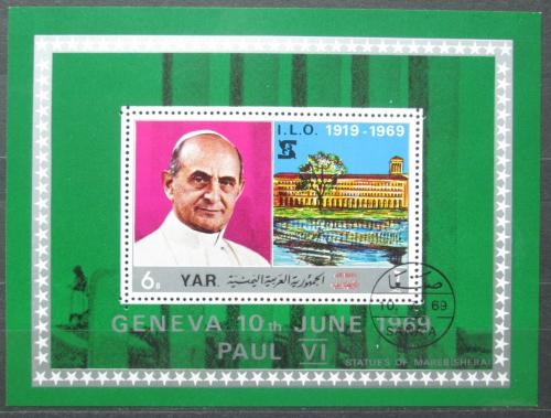 Poštová známka Jemen 1969 Papež Pavel VI. Mi# Block 100