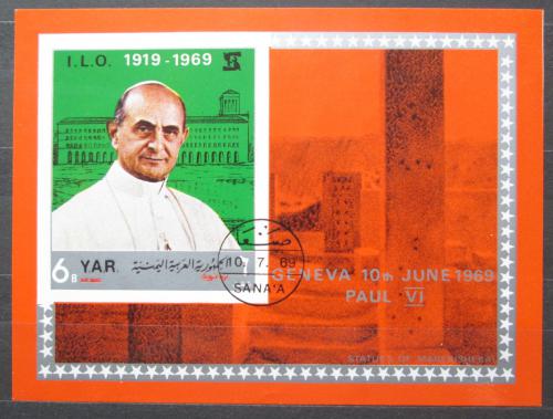 Poštová známka Jemen 1969 Papež Pavel VI. Mi# Block 101