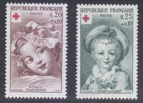 Poštové známky Francúzsko 1962 Èervený kríž, umenie Mi# 1418-19
