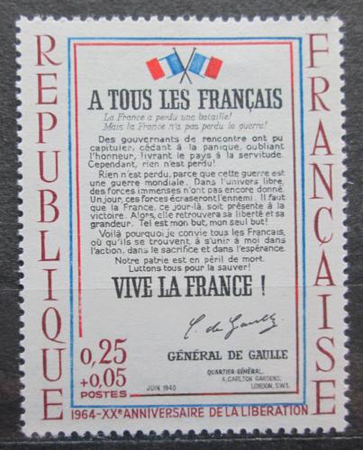 Poštová známka Francúzsko 1964 Apel z roku 1940 Mi# 1484