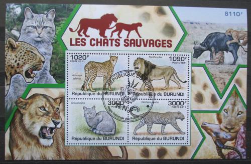 Poštové známky Burundi 2011 Maèkovité šelmy Mi# Block 157 Kat 9.50€