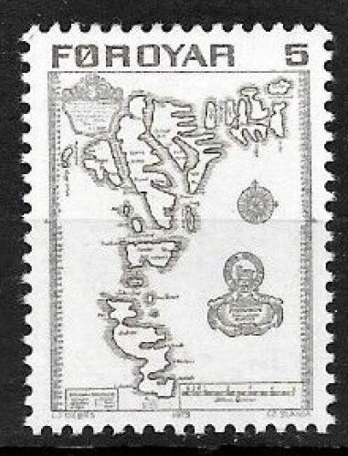 Poštová známka Faerské ostrovy 1975 Mapa ostrovù Mi# 7