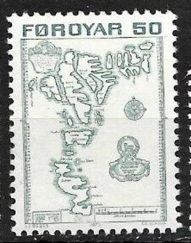 Poštová známka Faerské ostrovy 1975 Mapa ostrovù Mi# 9