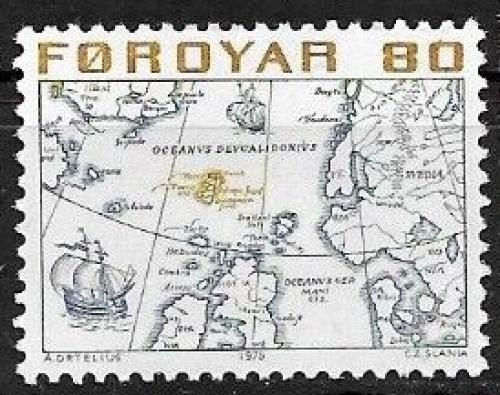 Poštová známka Faerské ostrovy 1975 Mapa Severná Evropy Mi# 12