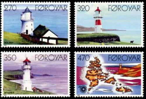 Poštové známky Faerské ostrovy 1985 Majáky Mi# 121-24 Kat 7.50€