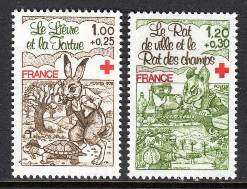 Poštové známky Francúzsko 1978 Èervený kríž, bajky Mi# 2129-30