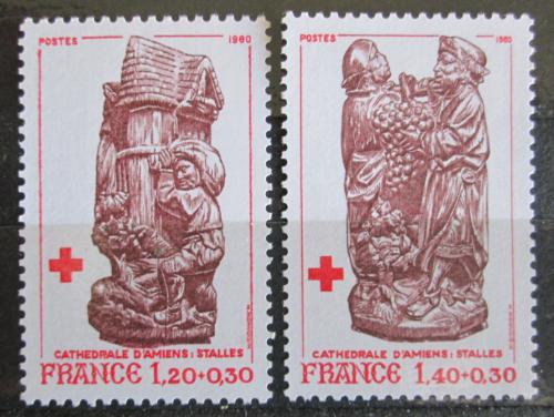 Poštové známky Francúzsko 1980 Èervený kríž, døevìné sochy Mi# 2231-32