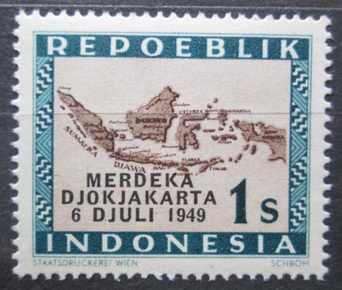 Poštová známka Indonézia 1949 Mapa pretlaè SC# 70