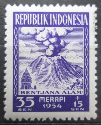 Poštová známka Indonézia 1954 Vulkán Merapi Mi# 121