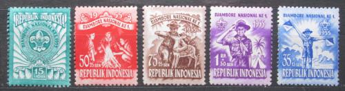 Poštové známky Indonézia 1955 Skautské setkání Mi# 138-42