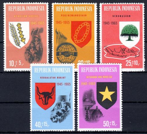 Poštové známky Indonézia 1965 Nezávislost, 20. výroèie Mi# 490-94